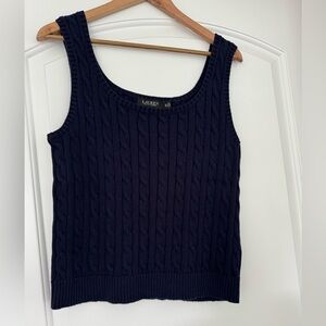 Navy Cable Knit Lauren by Ralph Lauren tank Size XL